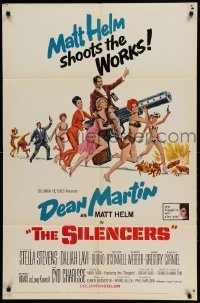 4t774 SILENCERS 1sh '66 outrageous sexy phallic art of Dean Martin & Slaygirls by Brian Bysouth!
