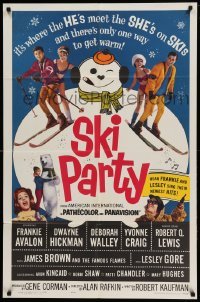 4t784 SKI PARTY 1sh '65 Frankie Avalon, Dwayne Hickman, where the he's meet the she's on skis!