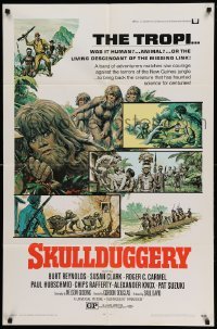4t787 SKULLDUGGERY 1sh '70 Burt Reynolds, Susan Clark, art of half-man/half-ape beasts!