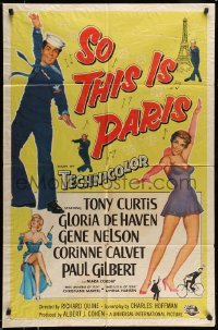 4t804 SO THIS IS PARIS 1sh '54 sailor Tony Curtis is on leave and in love with Gloria DeHaven!