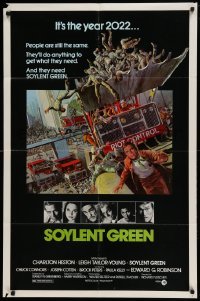 4t816 SOYLENT GREEN 1sh '73 Heston trying to escape riot control in the year 2022 by John Solie!