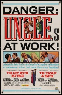 4t823 SPY WITH MY FACE/TO TRAP A SPY 1sh '66 Robert Vaughn is The Man from U.N.C.L.E.!