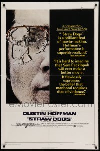 4t841 STRAW DOGS style C 1sh '72 Sam Peckinpah, c/u of Dustin Hoffman with broken glasses!