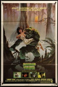 4t856 SWAMP THING 1sh '82 Wes Craven, Richard Hescox art of him holding sexy Adrienne Barbeau!