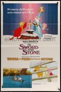 4t863 SWORD IN THE STONE/WINNIE POOH & A DAY FOR EEYORE 1sh '83 Disney cartoon double-bill!