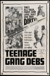 4t872 TEENAGE GANG DEBS 1sh '66 Diane Conti, Linda Gale, Eileen Dietz, they all fight & love dirty