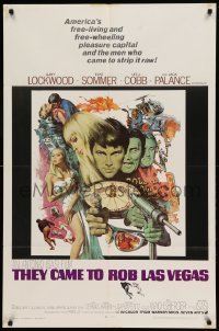 4t881 THEY CAME TO ROB LAS VEGAS 1sh '68 Gary Lockwood, cool McCarthy art including roulette wheel