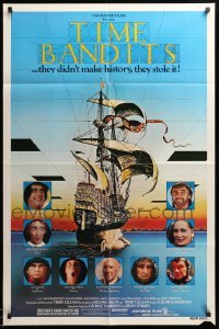 4t897 TIME BANDITS 1sh '81 John Cleese, Sean Connery, art by director Terry Gilliam!