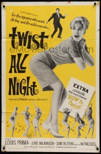 4t916 TWIST ALL NIGHT 1sh '62 Louis Prima, great images of sexy dancing June Wilkinson!