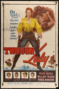 4t924 TWO-GUN LADY 1sh '55 Peggie Castle had other weapons besides guns, and she used them!