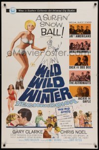 4t973 WILD WILD WINTER 1sh '66 half-clad teen skiier, Jay and The Americans & early rockers!