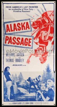 4w376 ALASKA PASSAGE 3sh '59 America's last frontier, avalanche of raw fury & primitive passion!
