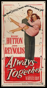 4w381 ALWAYS TOGETHER 3sh '48 romantic c/u of Robert Hutton carrying pretty Joyce Reynolds!