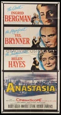 4w384 ANASTASIA 3sh '56 great Ingrid Bergman, magnificent Yul Brynner, incomparable Helen Hayes!