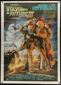 4w172 BACK TO THE FUTURE III Argentinean 42x58 '90 Drew art of Michael J. Fox, Lloyd & Steenburgen!