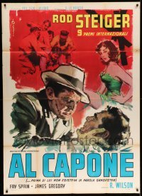 4w241 AL CAPONE Italian 1p '59 different Cesselon art of Rod Steiger, the most notorious gangster!
