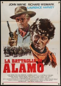 4w242 ALAMO Italian 1p R71 Allesandro Biffignandi art of John Wayne & Richard Widmark!