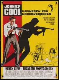 4y231 JOHNNY COOL Danish '64 Henry Silva, sexy Bewitched star Elizabeth Montgomery in film noir!