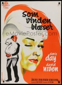 4y248 PLEASE DON'T EAT THE DAISIES Danish '61 art of Doris Day + David Niven with dog by Stevenov!