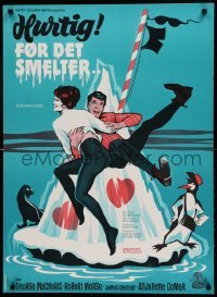 4y249 QUICK, BEFORE IT MELTS Danish '65 art of sexy Anjanette Comer and Robert Morse by Stevenov!