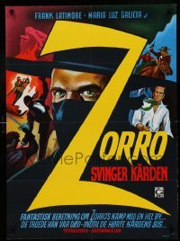 4y251 SHADOW OF ZORRO Danish '63 cool different artwork of masked hero Frank Latimore!