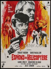 4y348 HELICOPTER SPIES French 23x31 '68 Robert Vaughn, David McCallum, The Man from UNCLE, Rau art