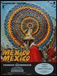 4y356 MEXICO-MEXICO French 23x30 '68 Fuentes, men wearing colorful Mexican Quetzal headdresses!
