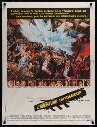 4y359 POSEIDON ADVENTURE French 24x32 '73 art of Hackman & Stevens escaping by Mort Kunstler!