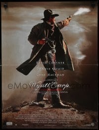 4y403 WYATT EARP French 16x21 '94 cool image of Kevin Costner in the title role firing gun!