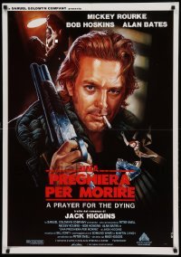 4y416 PRAYER FOR THE DYING Italian 1sh '87 cool different art of Mickey Rourke by Renato Cesaro!