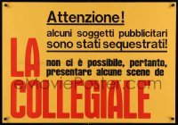 4y421 LA COLLEGIALE Italian 28x40 '75 sex comedy starring Nino Castelnuovo, Katherin, attention!