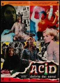 4y423 ACID Italian 27x37 pbusta '68 LSD, wild images of crazed drug users!