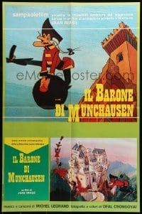 4y424 ADVENTURES OF BARON MUNCHAUSEN Italian 25x38 pbusta '79 French animated fantasty!