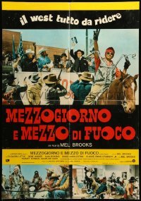 4y428 BLAZING SADDLES Italian 26x37 pbusta '75 Mel Brooks western, different images of cast!