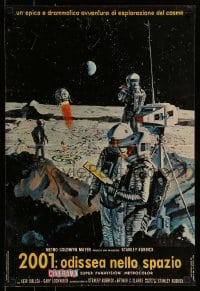 4y454 2001: A SPACE ODYSSEY Cinerama Italian 18x27 pbusta '68 McCall art of astronauts on moon!