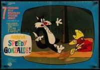 4y459 ARRIVA SPEEDY GONZALES Italian 19x27 pbusta '64 Looney Tunes, Sylvester is chasing him!