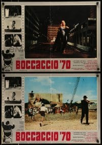 4y478 BOCCACCIO '70 set of 2 Italian 19x27 pbustas '62 Fellini, Visconti, Mario Monicelli!