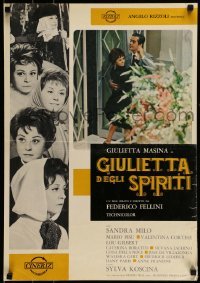 4y468 JULIET OF THE SPIRITS Italian 19x27 pbusta '65 Federico Fellini, Giulietta Masina dancing!