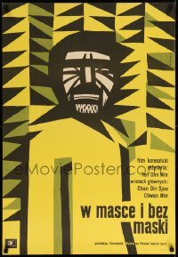 4y992 W MASCE I BEZ MASKI Polish 23x34 '60 wild, different artwork of man by Wiktor Gorka!