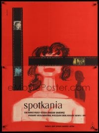 4y831 ENCOUNTERS Polish 34x46 '57 Stanislaw Lenartowicz's Spotkania, Swierzy film strip art!