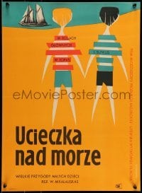 4y835 ZYDRASIS HORIZONTAS Polish 17x23 '60 great Roman Opalka artwork of runaway boys!