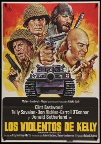 4y289 KELLY'S HEROES Spanish R81 Clint Eastwood, Telly Savalas, cool Mac art of tank and top cast!