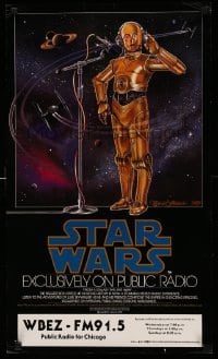 4z001 STAR WARS RADIO DRAMA radio poster '81 art of C-3PO at microphone by Celia Strain!