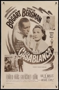 5a038 CASABLANCA linen 1sh R56 Humphrey Bogart, Ingrid Bergman, Michael Curtiz classic!