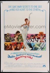 5a054 DARLING LILI linen int'l 1sh '70 completely different art of Julie Andrews in white gown!