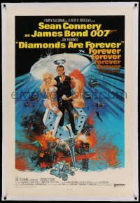 5a059 DIAMONDS ARE FOREVER linen int'l 1sh '71 art of Sean Connery as James Bond 007 by McGinnis!