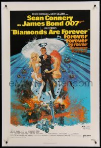5a058 DIAMONDS ARE FOREVER linen domestic 1sh '71 McGinnis art of Sean Connery as James Bond 007!