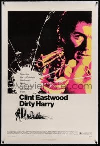 5a063 DIRTY HARRY linen 1sh '71 art of Clint Eastwood pointing his .44 magnum, Don Siegel classic!