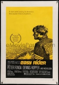 5a070 EASY RIDER linen 1sh '69 Peter Fonda, Nicholson, biker classic directed by Dennis Hopper!