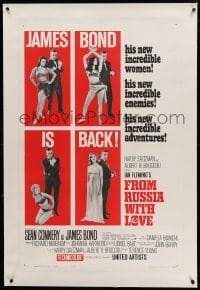 5a089 FROM RUSSIA WITH LOVE linen style B 1sh '64 Sean Connery as Ian Fleming's James Bond is back!